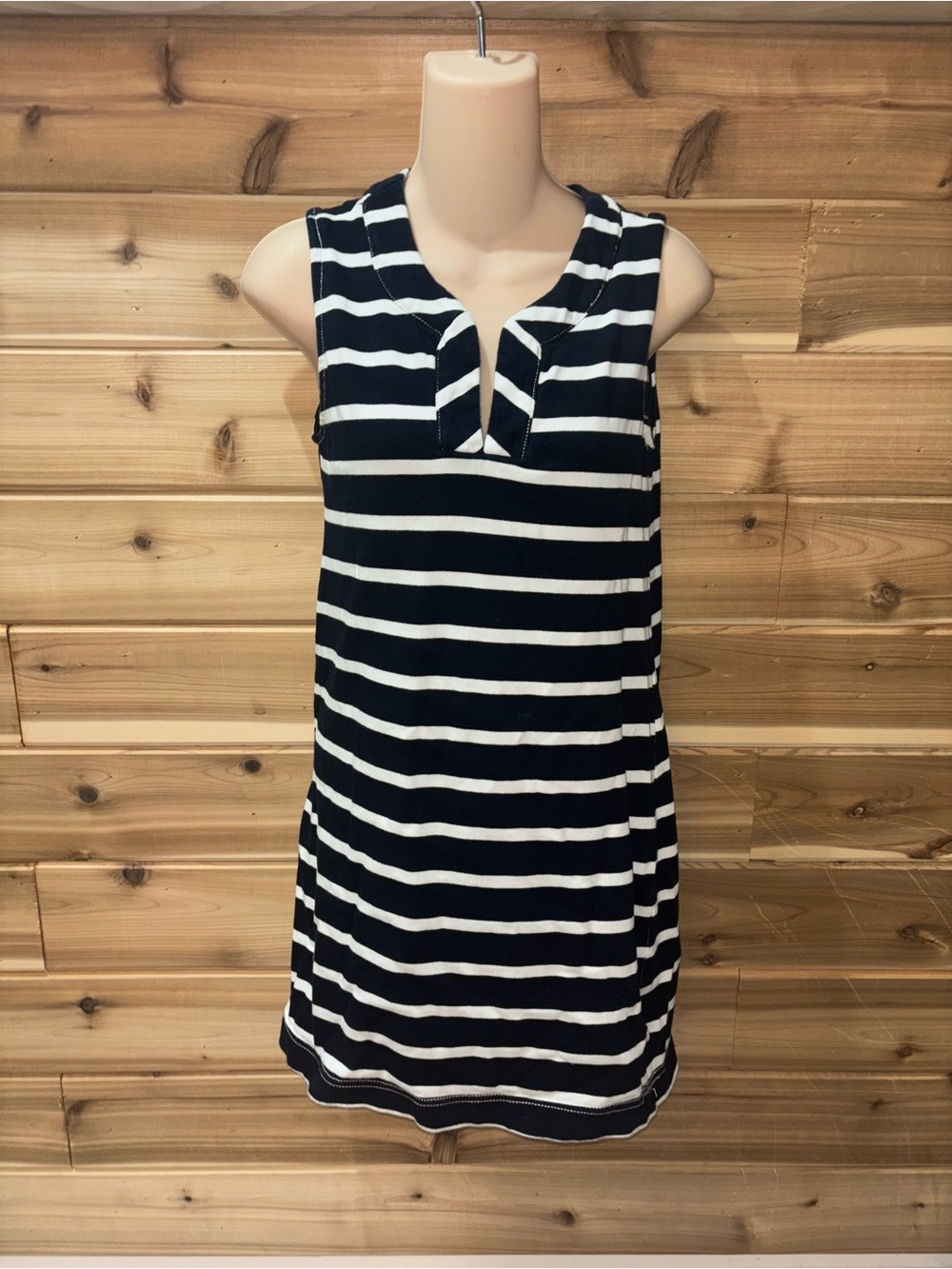 Striped Navy & White Sleeveless Dress or Cover-Up